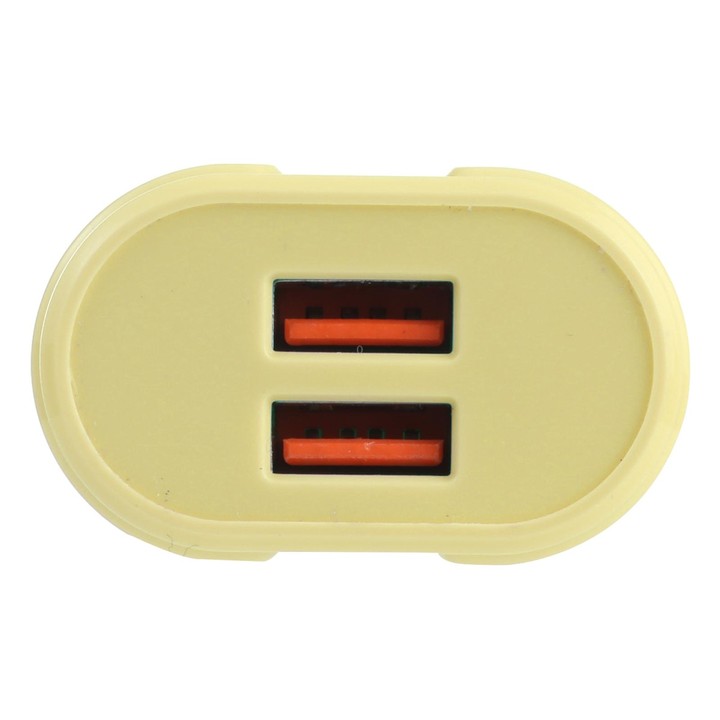 13-22 2.1A Dual USB Macarons Travel Charger, US Plug(Yellow)