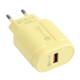 13-3 QC3.0 Single USB Interface Macarons Travel Charger, EU Plug(Yellow)