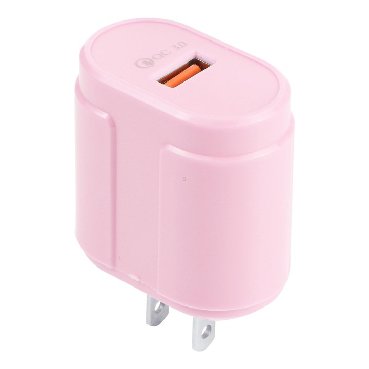 13-3 QC3.0 Single USB Interface Macarons Travel Charger, US Plug(Pink)