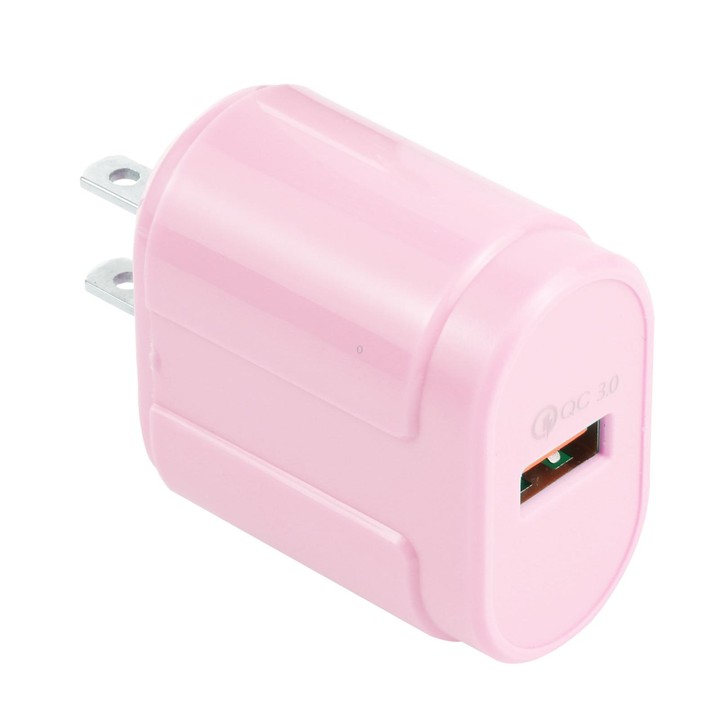13-3 QC3.0 Single USB Interface Macarons Travel Charger, US Plug(Pink)