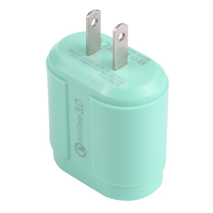 13-3 QC3.0 Single USB Interface Macarons Travel Charger, US Plug(Green)