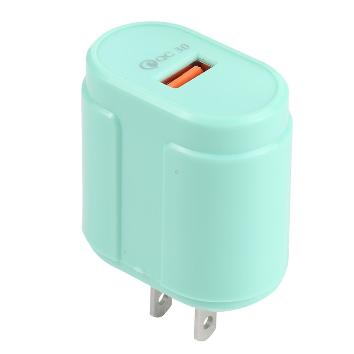 13-3 QC3.0 Single USB Interface Macarons Travel Charger, US Plug(Green)