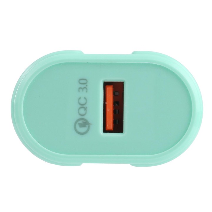 13-3 QC3.0 Single USB Interface Macarons Travel Charger, US Plug(Green)