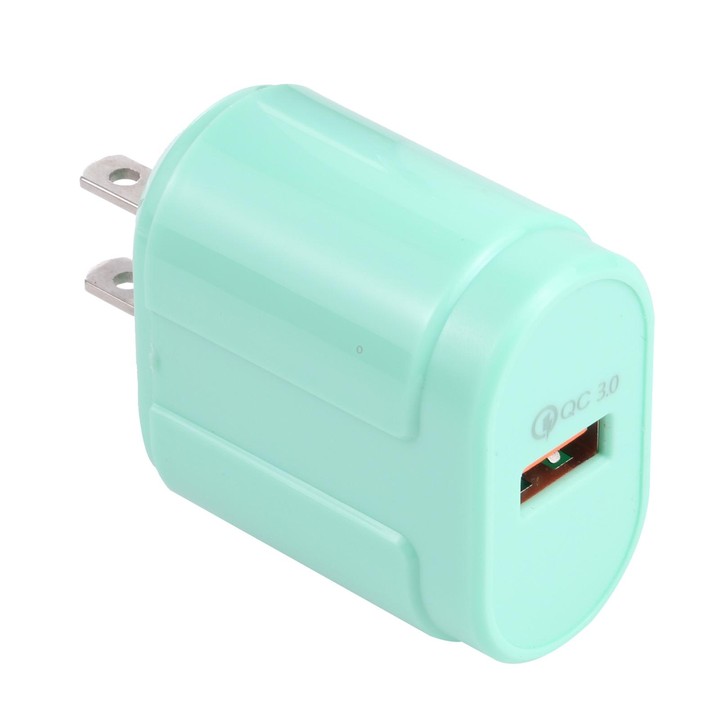 13-3 QC3.0 Single USB Interface Macarons Travel Charger, US Plug(Green)