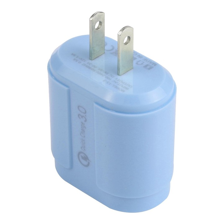 13-3 QC3.0 Single USB Interface Macarons Travel Charger, US Plug(Blue)
