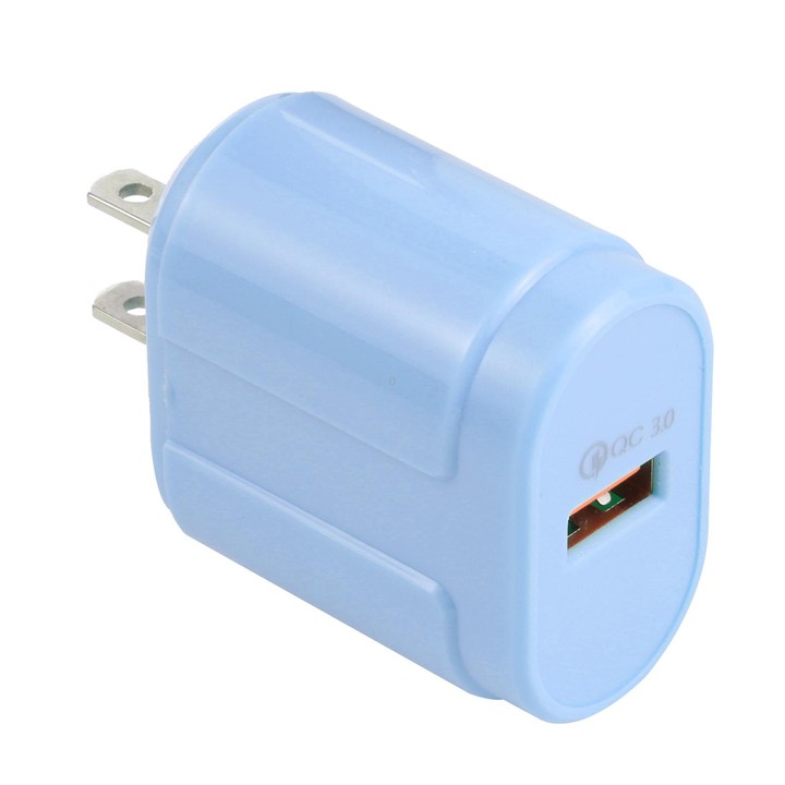 13-3 QC3.0 Single USB Interface Macarons Travel Charger, US Plug(Blue)