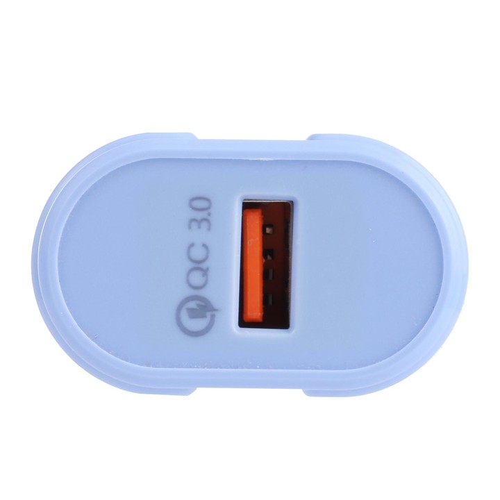 13-3 QC3.0 Single USB Interface Macarons Travel Charger, US Plug(Blue)