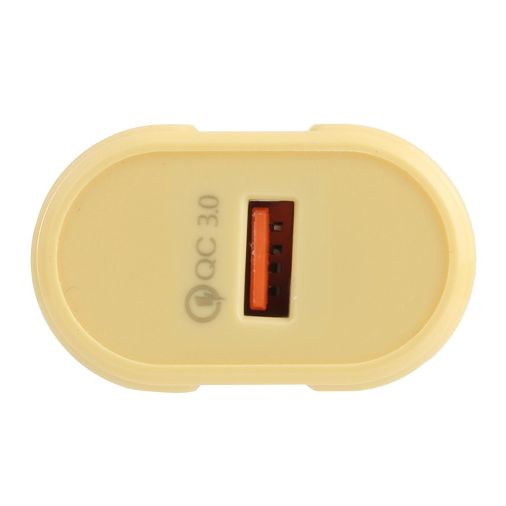 13-3 QC3.0 Single USB Interface Macarons Travel Charger, US Plug(Yellow)