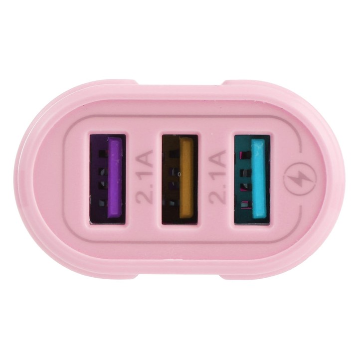 13-222 QC3.0 USB + 2.1A Dual USB Ports Macarons Travel Charger, EU Plug(Pink)