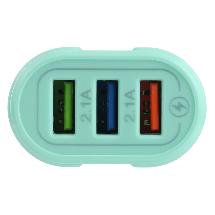 13-222 QC3.0 USB + 2.1A Dual USB Ports Macarons Travel Charger, EU Plug(Green)