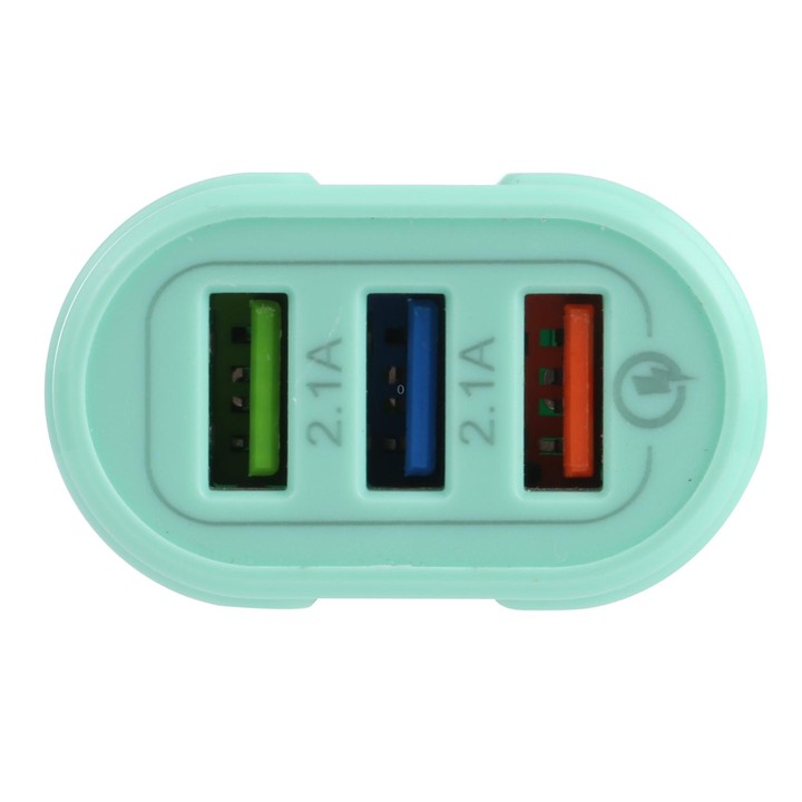 13-222 QC3.0 USB + 2.1A Dual USB Ports Macarons Travel Charger, US Plug(Green)