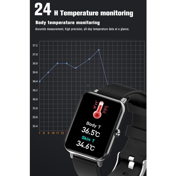 F15 Pro 1.69 inch TFT Screen IP67 Waterproof Smart Watch, Support Body Temperature Monitoring / Sleep Monitoring / Heart Rate Mo