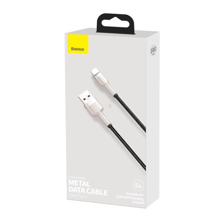 Baseus CAKF000101 Cafule Series 66W USB to USB-C / Type-C Metal Data Cable, Cable Length:1m(Black)