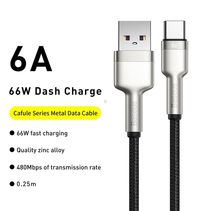Baseus CAKF000001 Cafule Series 66W USB to USB-C / Type-C Metal Data Cable, Cable Length: 0.25m