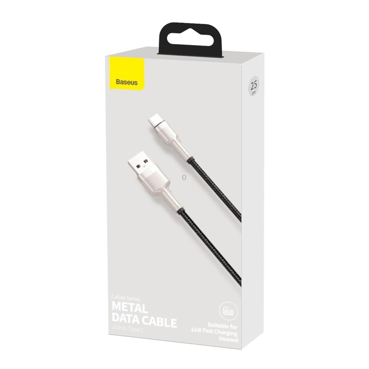 Baseus CAKF000001 Cafule Series 66W USB to USB-C / Type-C Metal Data Cable, Cable Length: 0.25m