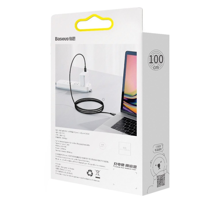 Baseus CATYS-B01 Superior Series 100W USB-C / Type-C to USB-C / Type-C Fast Charging Data Cable, Cable Length:1m(Black)