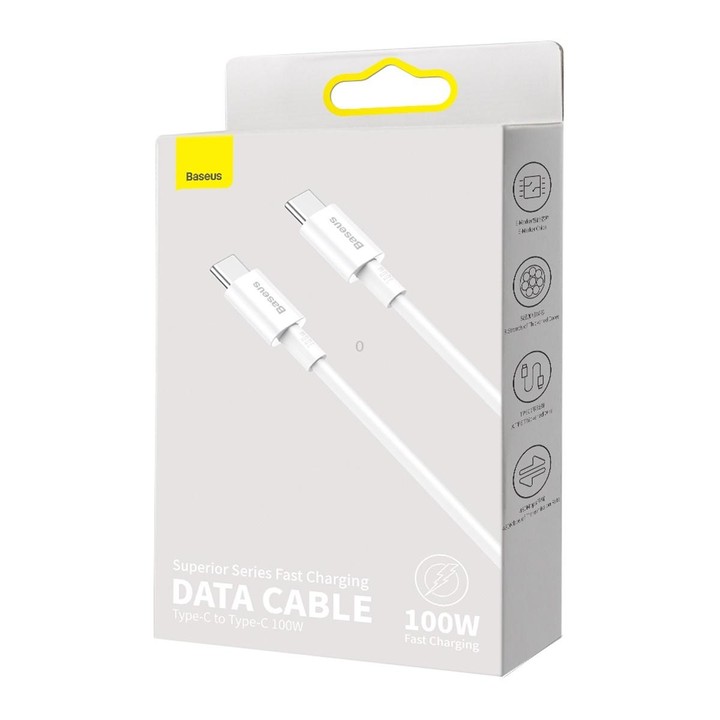 Baseus CATYS-C02 Superior Series 100W USB-C / Type-C to USB-C / Type-C Fast Charging Data Cable, Cable Length:2m(White)