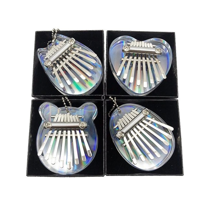 Mini Dazzle Acrylic 8 Tone Thumb Piano Kalimba Musical Instruments(Heart)