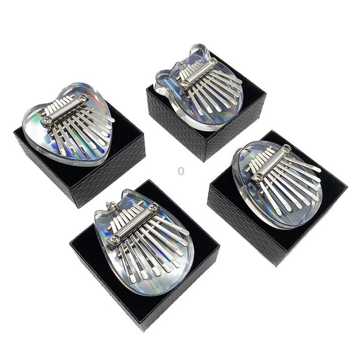 Mini Dazzle Acrylic 8 Tone Thumb Piano Kalimba Musical Instruments(Heart)