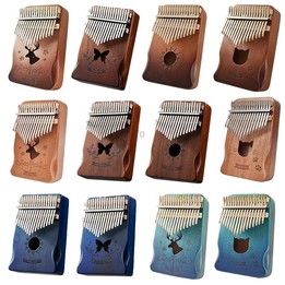 17 Tone Acacia Wood Thumb Piano Kalimba Musical Instruments(Aurora Blue-Cat)