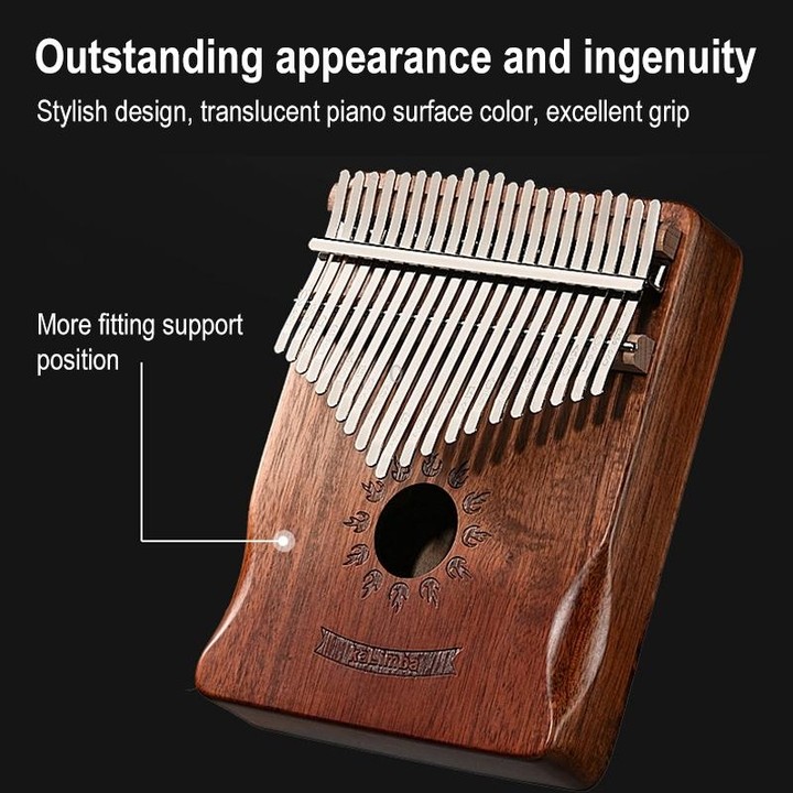 17 Tone Acacia Wood Thumb Piano Kalimba Musical Instruments(Coffee-Cat)