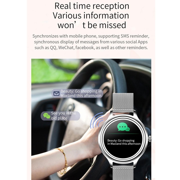 ZX10 1.09 inch HD Color Screen Bluetooth 5.0 IP68 Waterproof Women Smart Watch, Support Sleep Monitor / Menstrual Cycle Reminder