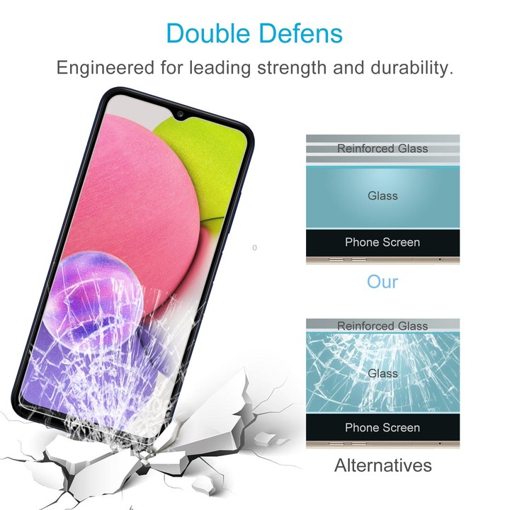 For Samsung Galaxy A03s 50 PCS 0.26mm 9H 2.5D Tempered Glass Film