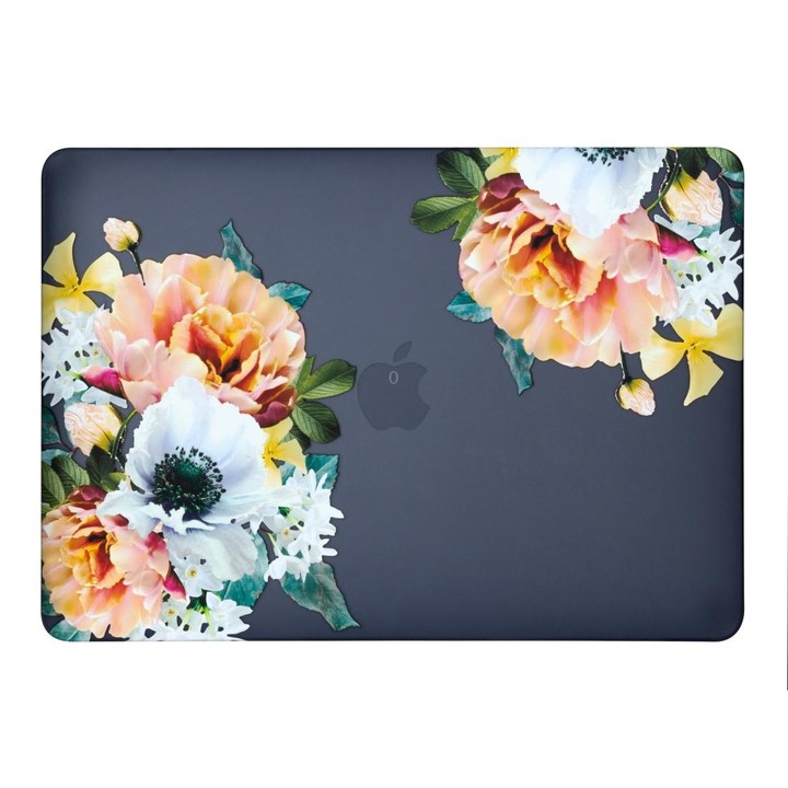 For Macbook Pro 16 inch Laptop Water Stick Style Protective Case(Black Flower)