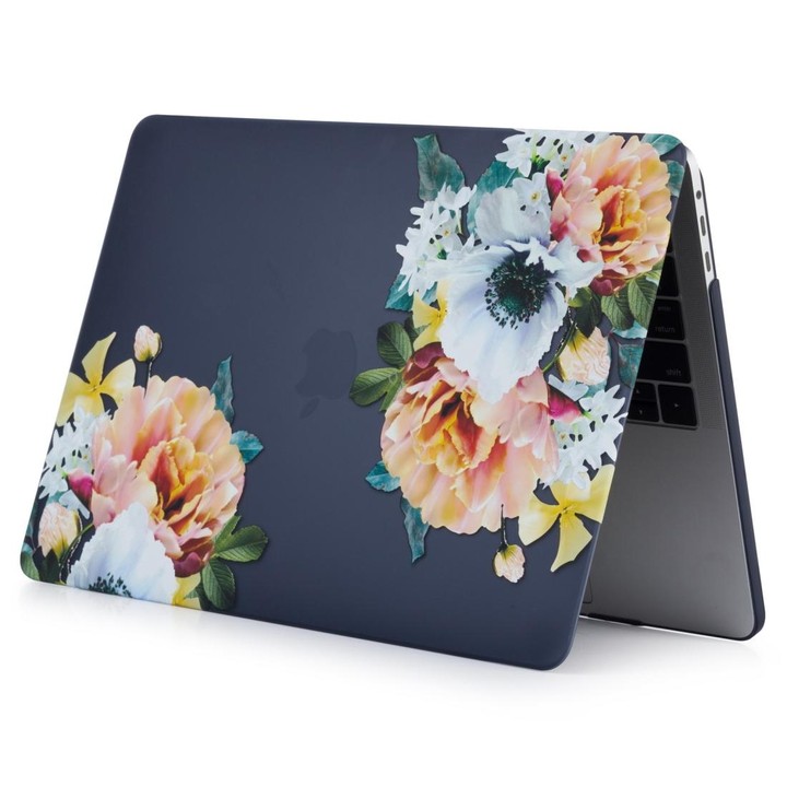 For Macbook Pro 16 inch Laptop Water Stick Style Protective Case(Black Flower)