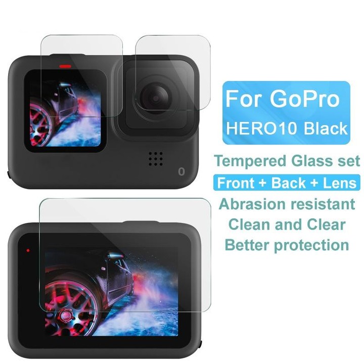For GoPro HERO10 Black IMAK 3 in 1 Camera Lens and Screen Tempered Glass Film