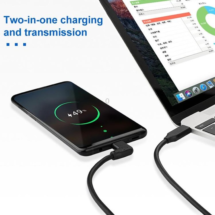60W 3A USB-C / Type-C Male to USB-C / Type-C Elbow PD Fast Charging Magic Belt Cable, Cable Length:2m