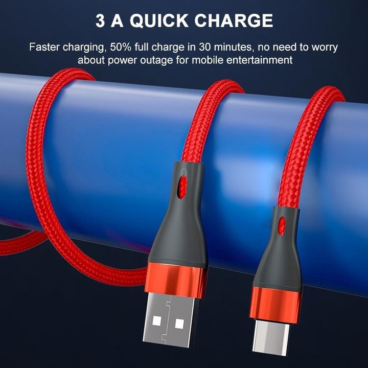 ADC-001 3A USB to USB-C / Type-C Weave Fast Charging Data Cable, Length:1m(Black)