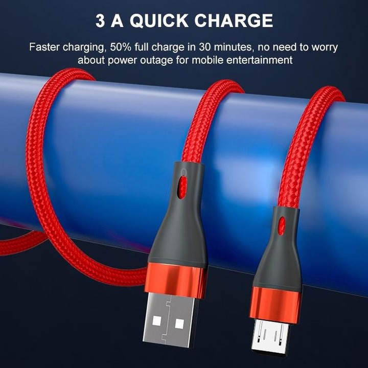 ADC-001 3A USB to Micro USB Weave Fast Charging Data Cable, Length:1m(Black)