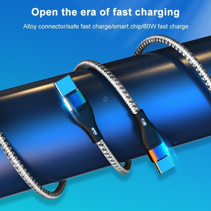 ADC-004 USB-C / Type-C to USB-C / Type-C PD Fast Charging Weave Data Cable, Length:1m(Black)