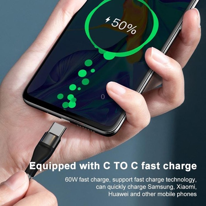 ADC-004 USB-C / Type-C to USB-C / Type-C PD Fast Charging Weave Data Cable, Length:1m(Silver)
