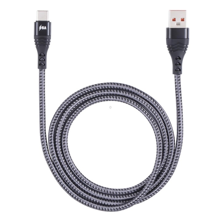 ADC-005 6A USB to USB-C / Type-C Weave Fast Charging Data Cable, Length:1m(Black)