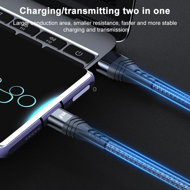 ADC-005 6A USB to USB-C / Type-C Weave Fast Charging Data Cable, Length:1m(Silver)