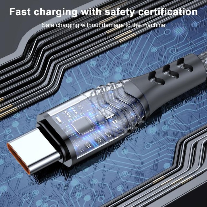 ADC-005 6A USB to USB-C / Type-C Weave Fast Charging Data Cable, Length:2m(Black)