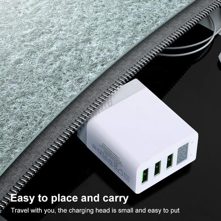 3 USB Ports LED Digital Display Travel Charger, US Plug(Black)