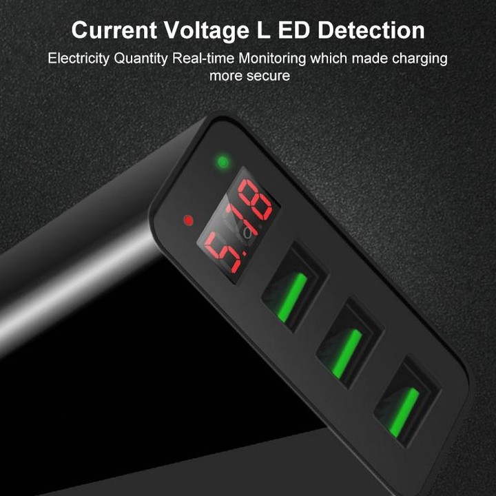 3 USB Ports LED Digital Display Travel Charger, UK Plug(White)