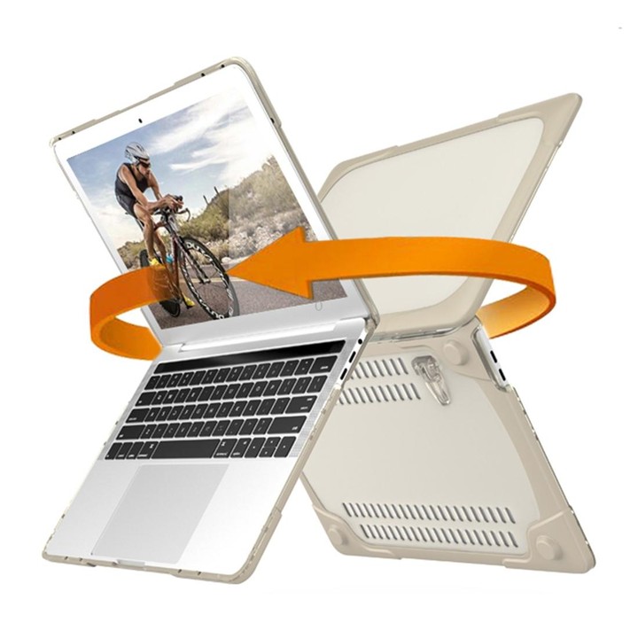 For MacBook Pro 13.3 inch with Touch Bar (A2159 / A1989) TPU + PC Two Color Laptop Protective Case(Khaki)