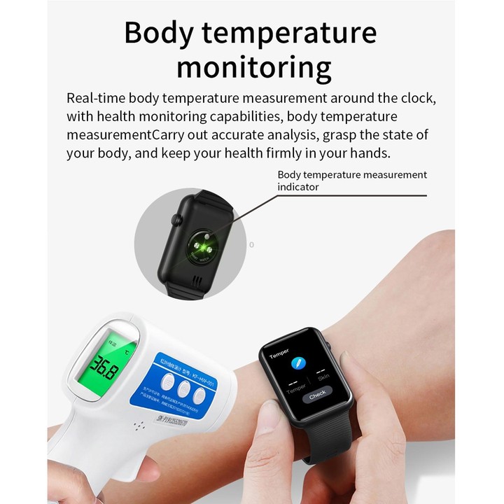 HT5 1.57 inch IPS Touch Screen IP68 Waterproof Smart Watch, Support Sleep Monitoring / Heart Rate Monitoring / Body Temperature
