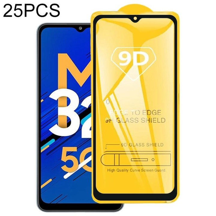 For Samsung Galaxy M32 5G 25 PCS 9D Full Glue Full Screen Tempered Glass Film
