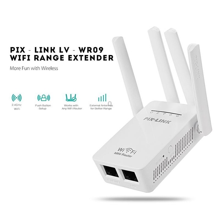 Wireless Smart WiFi Router Repeater with 4 WiFi Antennas, Plug Specification:UK Plug(White)
