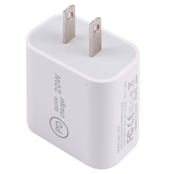 SDC-20W PD USB-C / Type-C Travel Charger + 1m 20W USB-C / Type-C to 8 Pin Data Cable Set, US Plug(Yellow)