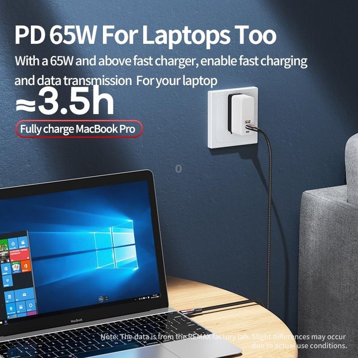 REMAX RC-195 Lesu Series PD 65W USB-C / Type-C to USB-C / Type-C Fast Charging Data Cable, Cable Length: 1m(Black)