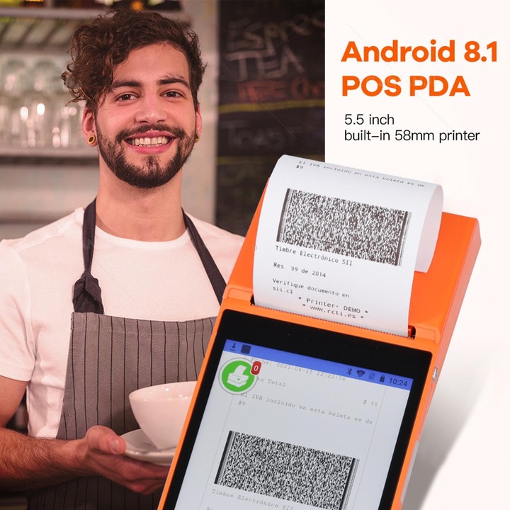 SGT-SP01 5.5 inch HD Screen Handheld POS Receipt Printer, Basic Version, AU Plug(Orange)