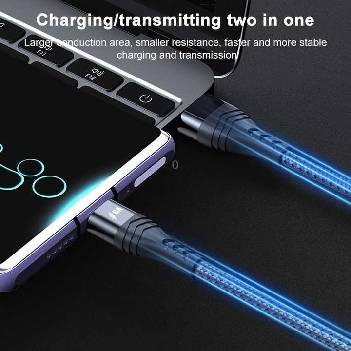 ADC-005 6A USB to USB-C / Type-C Weave Fast Charging Data Cable, Length:3m(Silver)