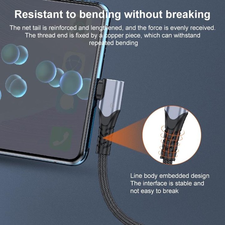 6A 66W USB to USB-C / Type-C Elbow Mobile Phone Game Fast Data Cable, Length:0.5m(Black)