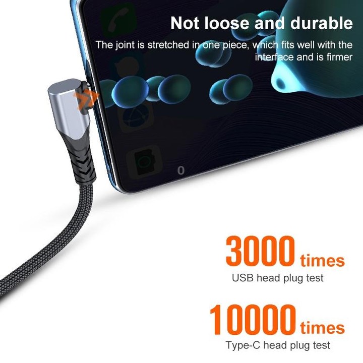 6A 66W USB to USB-C / Type-C Elbow Mobile Phone Game Fast Data Cable, Length:2m(Grey)